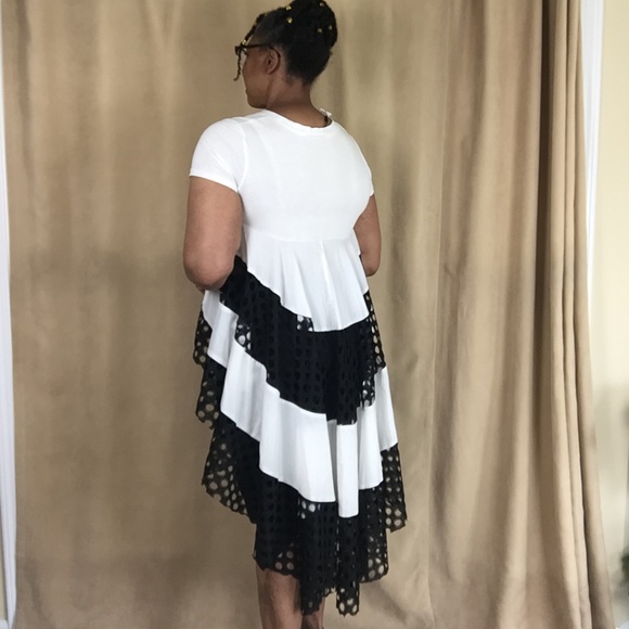 NWT WHY DRESS Hi Lo Top Black/White Size Small - Picture 1 of 15